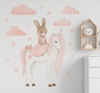 Konijn met eenhoorn muursticker