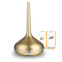 Goliving Aroma Diffuser - Luchtbevochtiger - Aromatherapie - Incl. 2x Etherische Olie - 10 LED kleuren - Goud - thumbnail