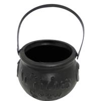 Heksenketel - zwart - D10 cm - kunststof - halloween - horror - kookpot