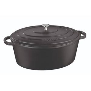 Braadpan Gietijzer Ovaal Zwart, 36 cm x 29 cm- Kela | Calido