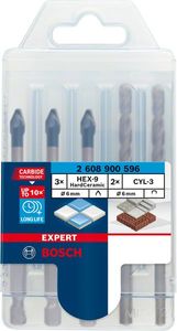 Bosch Accessoires Expert HardCeramic HEX-9 gemengde boorset 6 mm 5-delig - 1 stuk(s) - 2608900596