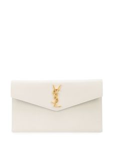 Saint Laurent pochette à plaque logo - Blanc