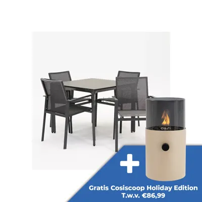 Tuinstoel Delia grijs met Carcassone 90 x 90 cm