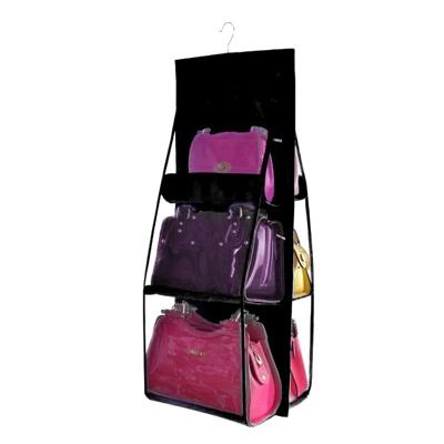 2 stks Portable Home Multi-Layer transparante mesh tas opknoping opbergtas (zwart)