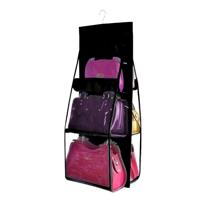 2 stks Portable Home Multi-Layer transparante mesh tas opknoping opbergtas (zwart)