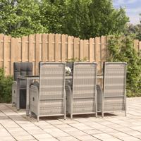 7-delige Tuinset met kussens poly rattan grijs