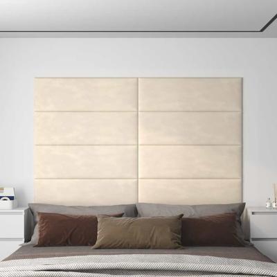Wandpanelen 12 st 3,24 m² 90x30 cm fluweel crèmekleurig
