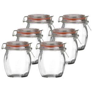 Voorraadpot/bewaarpot - 10x - 750 ml - glas - met beugelsluiting - D11 x H14 cm