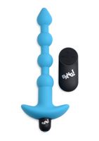 Vibrating Silicone Anal Beads & Remote Control - Blue