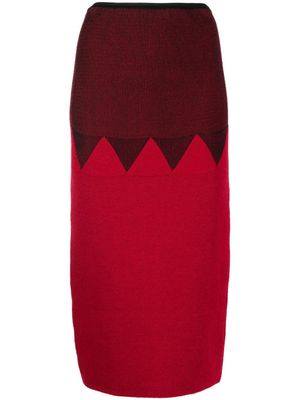 Jean Paul Gaultier Pre-Owned jupe mi-longue 1987 à motif zigzag - Rouge