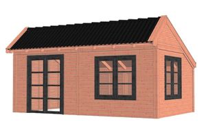 Tijdelijk 15% korting | Trendhout Kapschuur De Stee 600x425 cm - Combinatie 1- Kapschuurdak- Onbehandeld lariks Douglas hout- Trendhout
