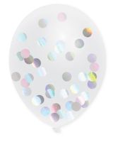 Transparante Confetti Ballonnen Holografisch - 5 Stuks - thumbnail