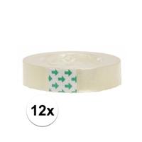 Plakband rol - 12x - voor in plakbandhouder - transparant - 1.2 cm x 33 m - tape