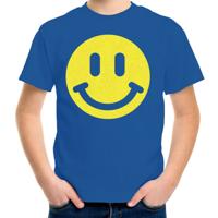 Verkleed T-shirt voor jongens - Smile Emoticon - blauw - carnaval - feestkleding voor kinderen - thumbnail