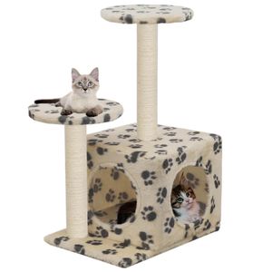 VidaXL Kattenkrabpaal met sisal krabpalen 60 cm pootafdrukken beige