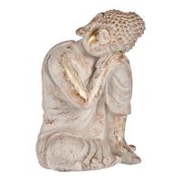 Decoratief tuinfiguur Boeddha Wit/Goud Polyresin (28,5 x 43,5 x 37 cm)