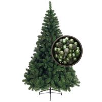 Bellatio Decorations kunst kerstboom 240 cm met kerstballen salie groen