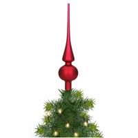 Decoris Kerst piek - 1x - donkerrood - 26 cm - glas - mat - kerstboompiek