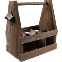 Bierverpakking, Draagtray, Hout, 6 flessen, 25x16x28.5cm, bruin