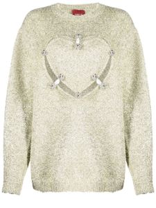 Yueqi Qi pull en maille à motif cœur - Vert