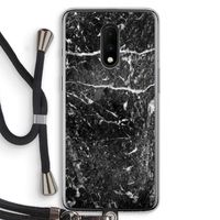 Zwart marmer: OnePlus 7 Transparant Hoesje met koord