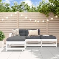 4-delige Loungeset massief grenenhout wit