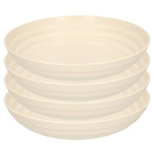 PlasticForte Rond bord/camping - 4x - diep bord - D19 cm - beige - kunststof - soepborden - Diepe borden