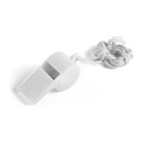 Fluitjes van kunststof - Multipack van 10x stuks - wit - aan koordje - herrie maken - sport