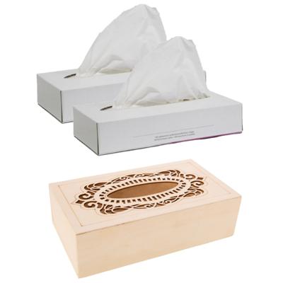 Cosy @ Home Tissuedoos - bruin - 26 x 14 x 8 cm - bamboe - met vulling - 200x papier servettenhoude