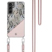 Samsung Galaxy S24 FE hoesje met rosegoud koord - Snake print