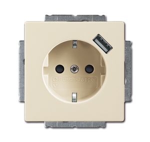 BJ stopcontact met USB lader Solo creme 2011-0-6159