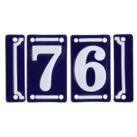 Best for Boots huisnummer 76 - met sierrand - Oudhollands - emaille - blauw/wit