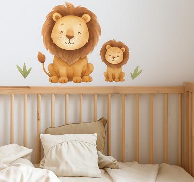 Vader en zoon leeuw muursticker kinderkamer