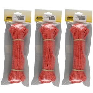 3x stuks touw streng oranje 25 meter
