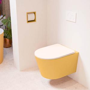 Wandcloset Mondiaz Lavie | Zonder spoelrand | Incl.Toiletzitting-Rosee | Keramiek | Ocher (geel)
