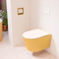 Wandcloset Mondiaz Lavie | Zonder spoelrand | Incl.Toiletzitting-Rosee | Keramiek | Ocher (geel)