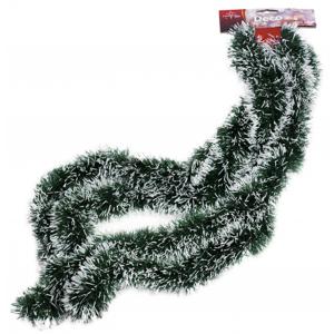 Kerstslinger - groen - met sneeuw - 270 cm - folie/lametta - slinger - kerstversiering