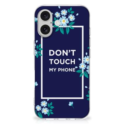 iPhone 16 plus Silicone-hoesje Flowers Blue DTMP iPhone 16 plus Silicone-hoesje Flowers Blue DTMP