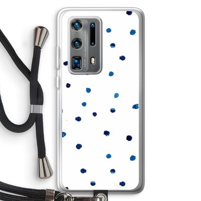 Blauwe stippen: Huawei P40 Pro Plus Transparant Hoesje met koord
