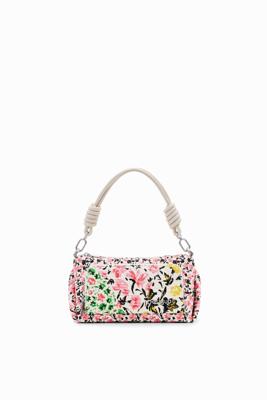 Canvas schoudertas bloemen S - WHITE - U
