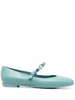 Ferragamo ballerines en cuir à détail de nœud - Bleu