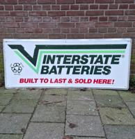 Vintage Interstate Batteries Metalen Bord - 153 x 61cm - Origineel