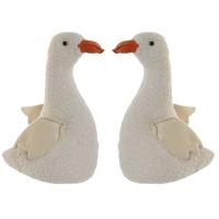 Deurstopper eend - 2x - wit - polyester - kinderkamer - 21 x 12 x 29 cm