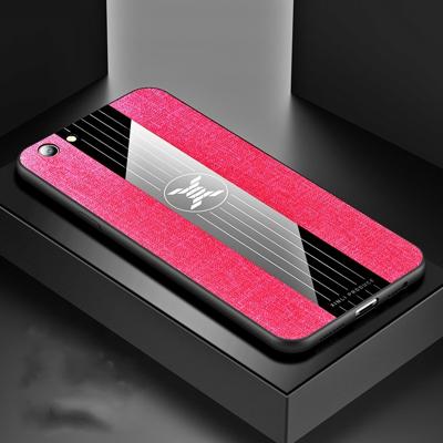 Voor OPPO A59 XINLI stiksels doek Textue schokbestendig TPU beschermhoes (rood)