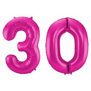 Cijfer 30 ballon roze 86 cm