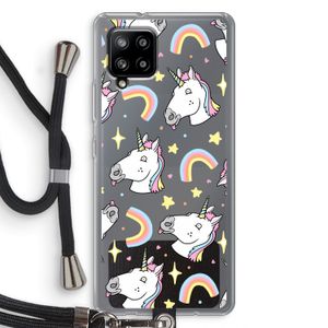 Rainbow Unicorn: Samsung Galaxy A42 5G Transparant Hoesje met koord
