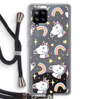 Rainbow Unicorn: Samsung Galaxy A42 5G Transparant Hoesje met koord