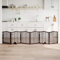 VidaXL Hondenhek inklapbaar 6 panelen 300 cm populierenhout bruin eik