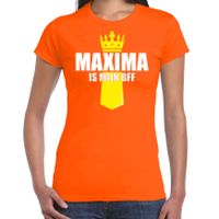 Koningsdag t-shirt Maxima is mijn BFF met kroontje oranje voor dames