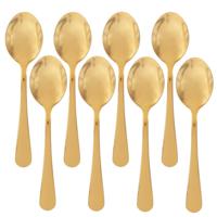 5five Theelepels/dessertlepels/koffielepels - 8x - goud - 14 cm - RVS   - - thumbnail